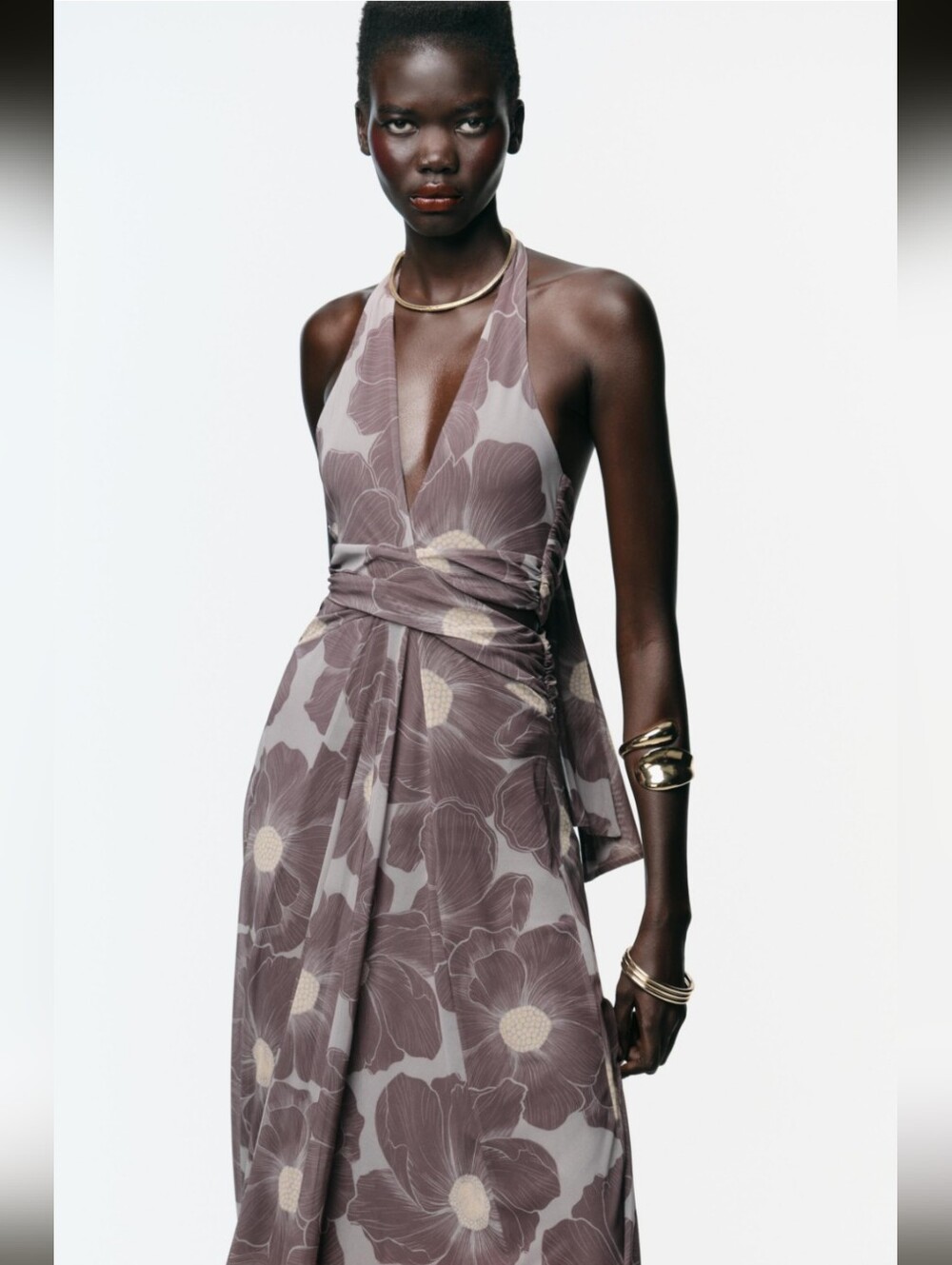Zara Floral Halter Maxi Dress- S - Picture 3 of 9